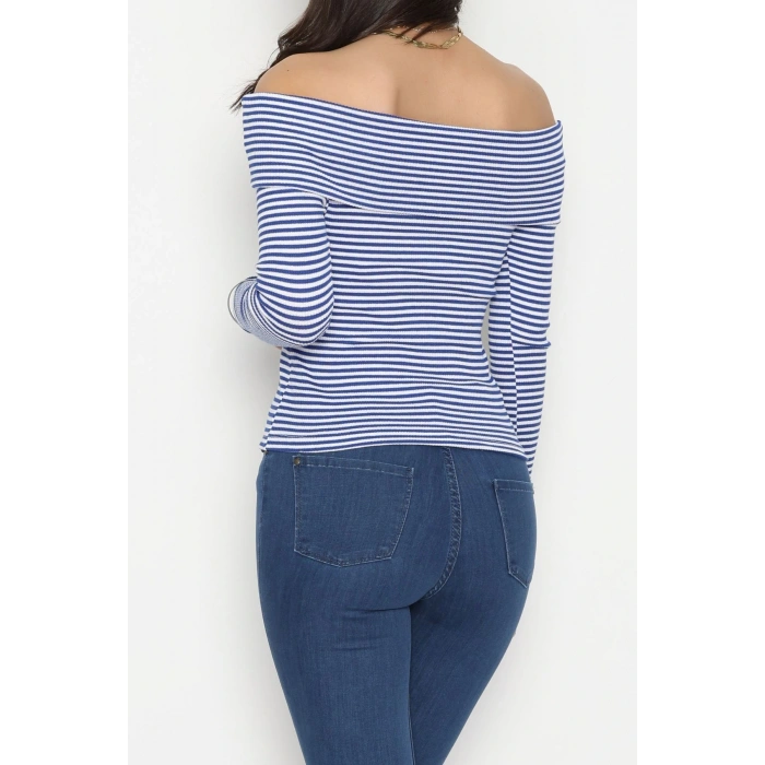 Madonna Yaka Likralı Kaşkorse Bluz Saksbeyaz - 42765.1567.