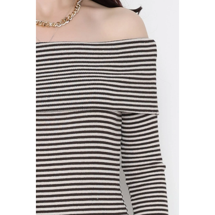 Madonna Yaka Likralı Kaşkorse Elbise Kahvebej - 42764.1567.