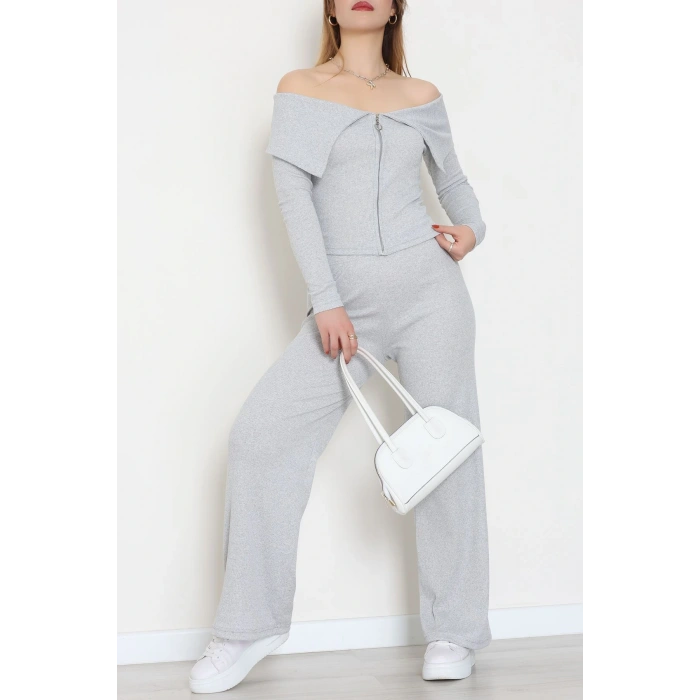 Madonna Yaka Likralı Kaşkorse İkili Takım Gri - 51089.1567.