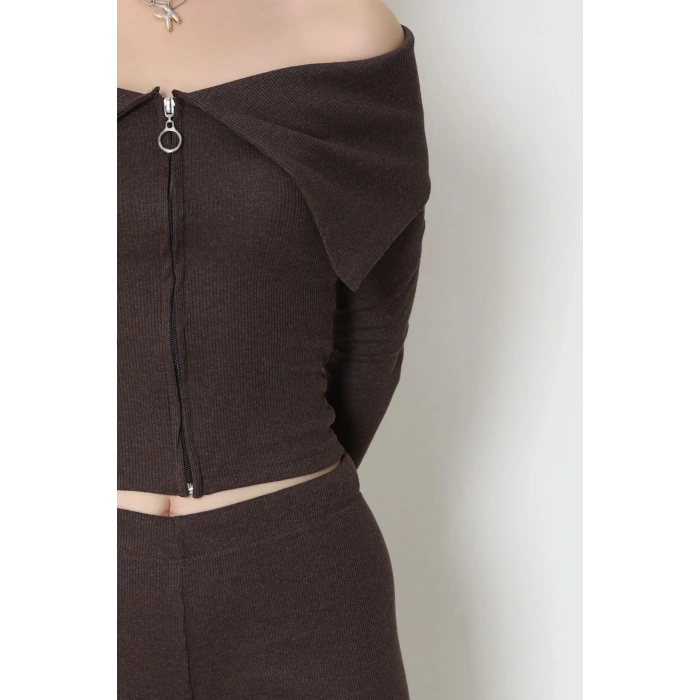 Madonna Yaka Likralı Kaşkorse İkili Takım Kahve - 51089.1567.
