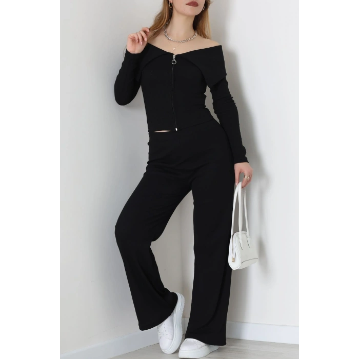 Madonna Yaka Likralı Kaşkorse İkili Takım Siyah - 51089.1567.