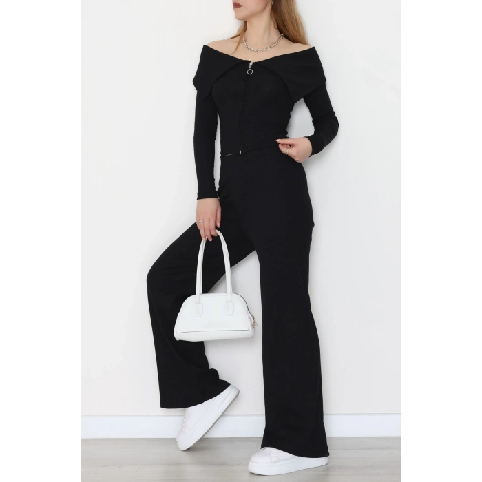 Madonna Yaka Likralı Kaşkorse İkili Takım Siyah - 51089.1567.