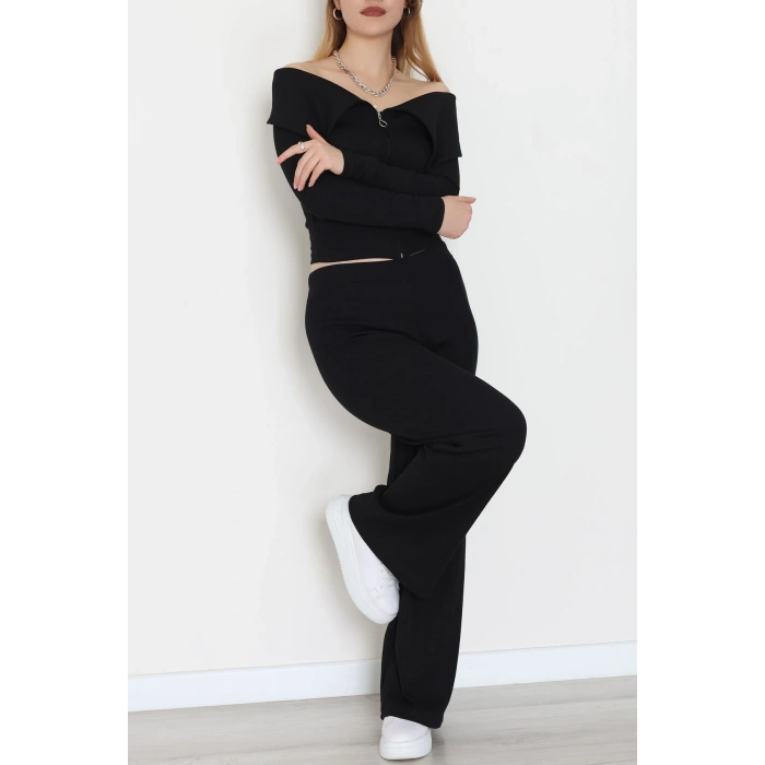 Madonna Yaka Likralı Kaşkorse İkili Takım Siyah - 51089.1567.