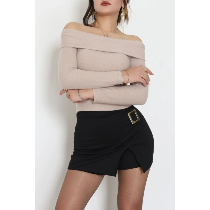 Madonna Yaka Yumoş Bluz Latte - 51096.2114.