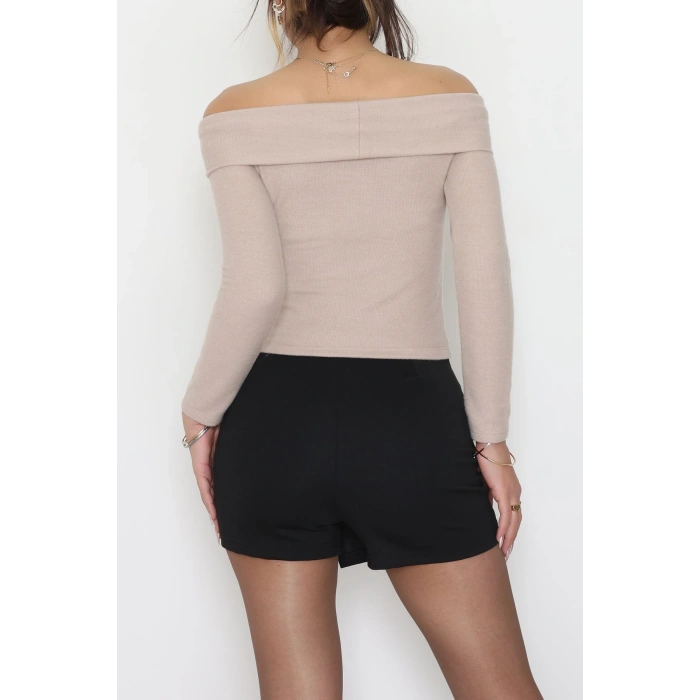 Madonna Yaka Yumoş Bluz Latte - 51096.2114.