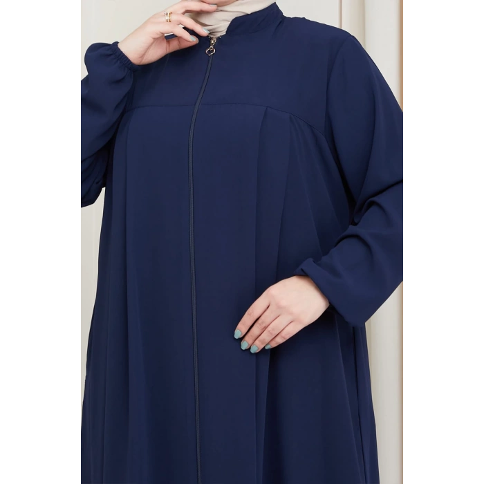 Medine İpeği Tesettür Pile Detaylı Ferace MDC-0165 lacivert