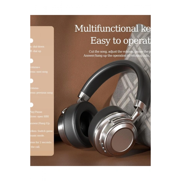 Metal Kulak Üstü Kablosuz Bluetooth Kulaklık Hybrid Anc Type-c Hızlı Şarj Bluetooth 6.0
