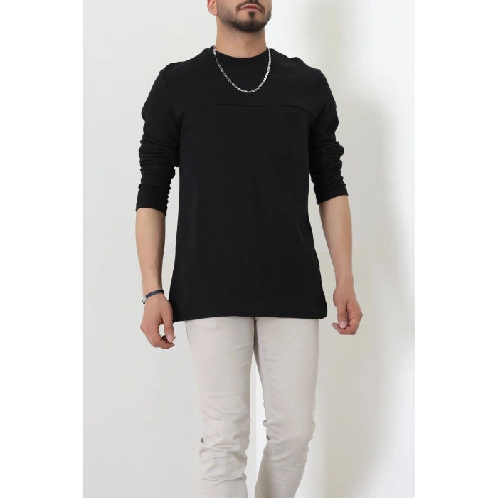 Mevsimlik Bisiklet Yaka Erkek Sweat Siyah - 71592.1871.