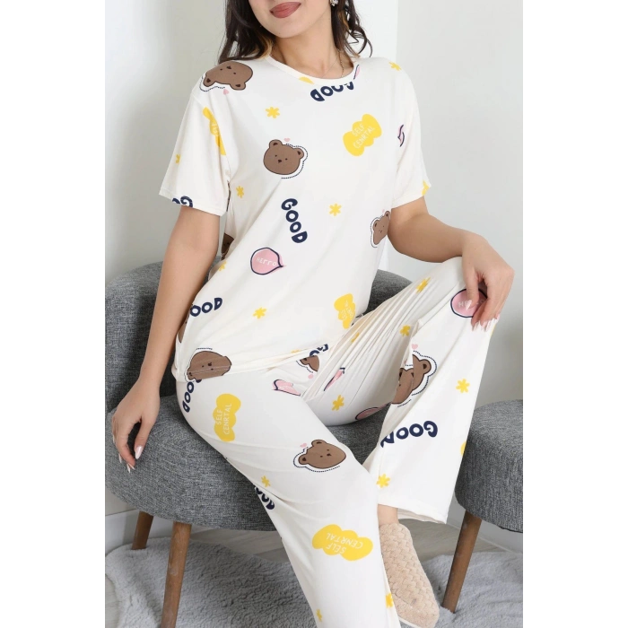 Milan Alt Üst Aynı Pijama Takımı Beyazkahve - 792.1287.