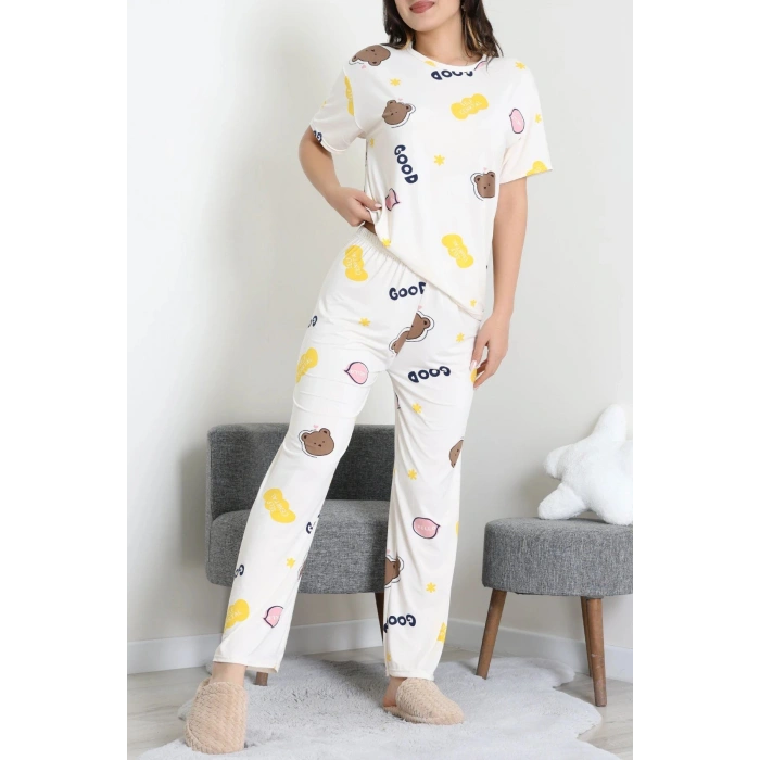 Milan Alt Üst Aynı Pijama Takımı Beyazkahve - 792.1287.