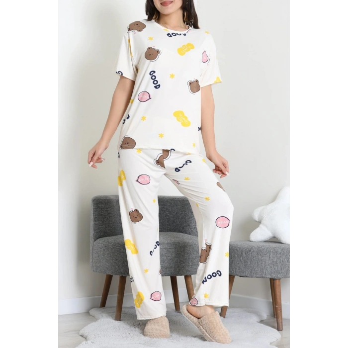 Milan Alt Üst Aynı Pijama Takımı Beyazkahve - 792.1287.