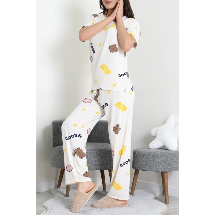 Milan Alt Üst Aynı Pijama Takımı Beyazkahve - 792.1287.