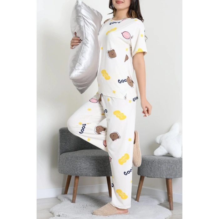 Milan Alt Üst Aynı Pijama Takımı Beyazkahve - 792.1287.