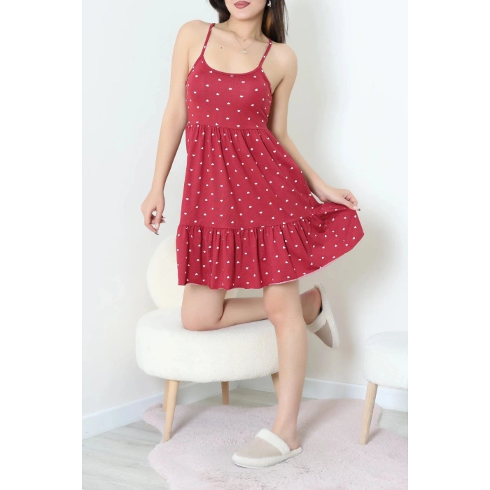 Milan Askılı Gecelik Elbise Bordo - 70183.1857.