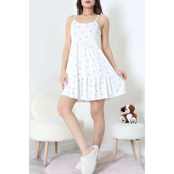 Milan Askılı Gecelik Elbise Ekru - 70183.1857.