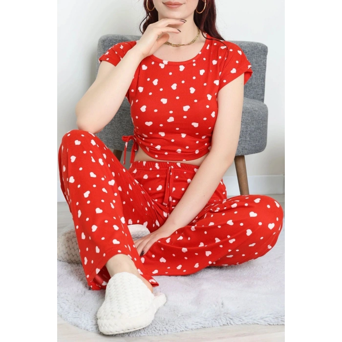 Milan Büzgülü Pijama Takımı Kırmızı - 32254.1857.