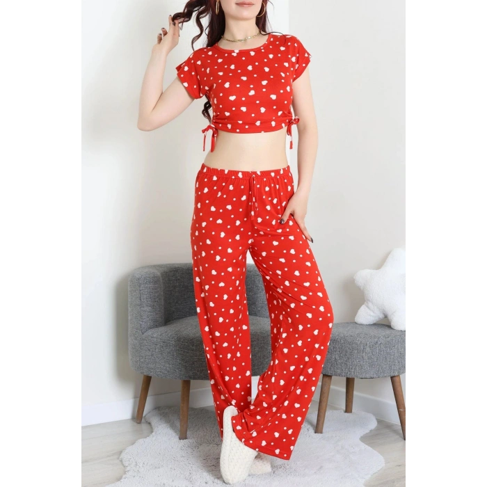Milan Büzgülü Pijama Takımı Kırmızı - 32254.1857.