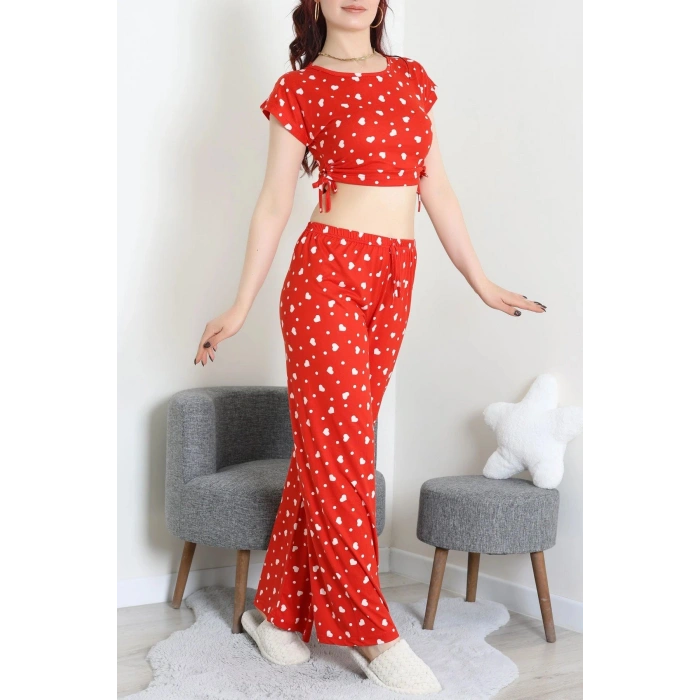 Milan Büzgülü Pijama Takımı Kırmızı - 32254.1857.
