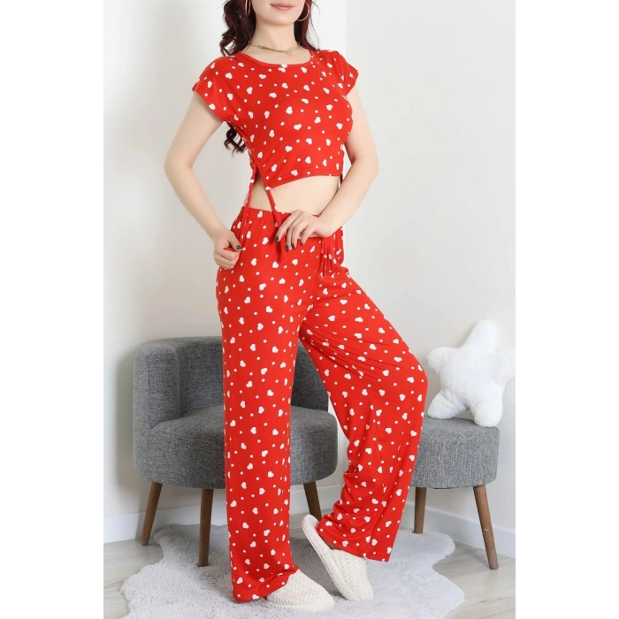Milan Büzgülü Pijama Takımı Kırmızı - 32254.1857.