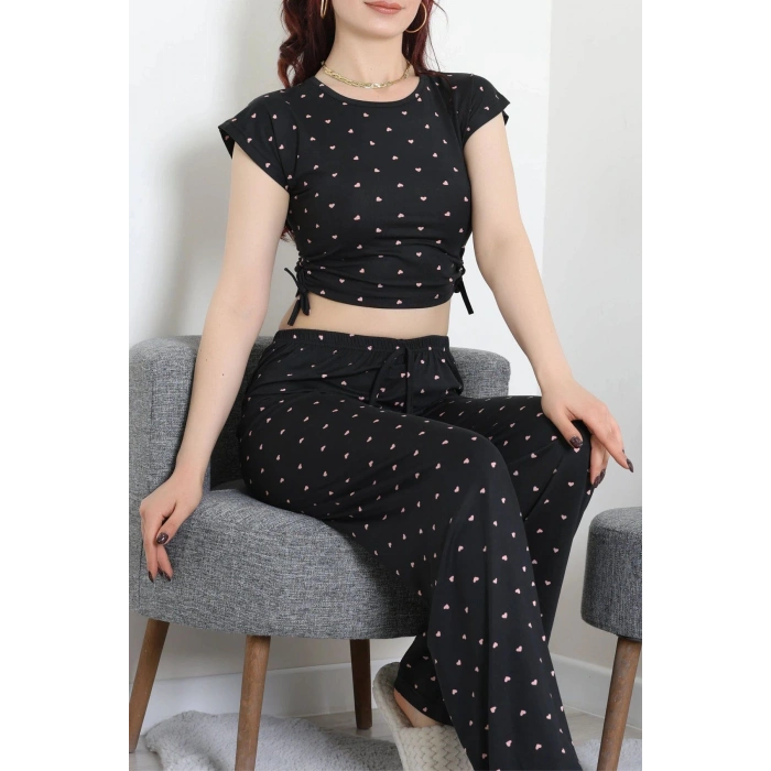 Milan Büzgülü Pijama Takımı Siyah - 32254.1857.