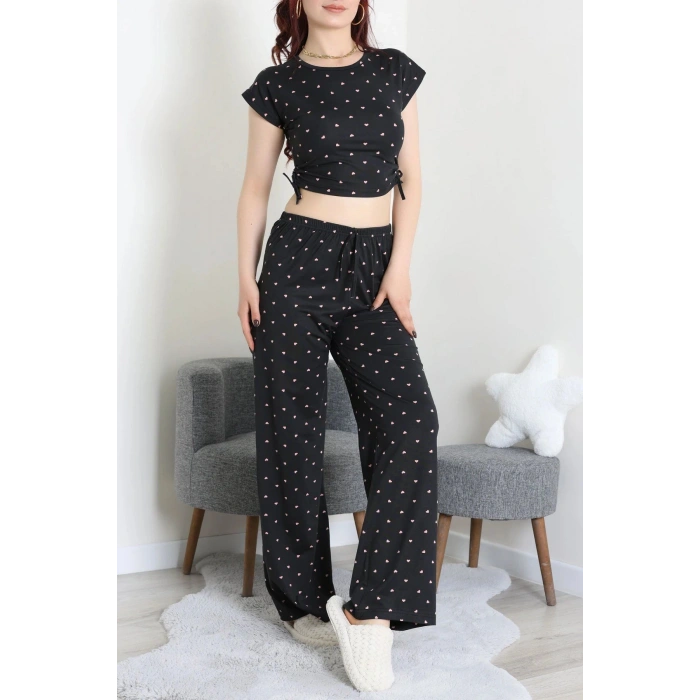 Milan Büzgülü Pijama Takımı Siyah - 32254.1857.