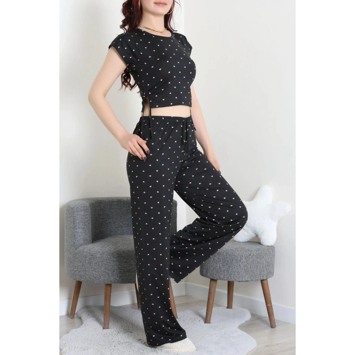 Milan Büzgülü Pijama Takımı Siyah - 32254.1857.