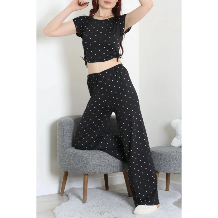 Milan Büzgülü Pijama Takımı Siyah - 32254.1857.