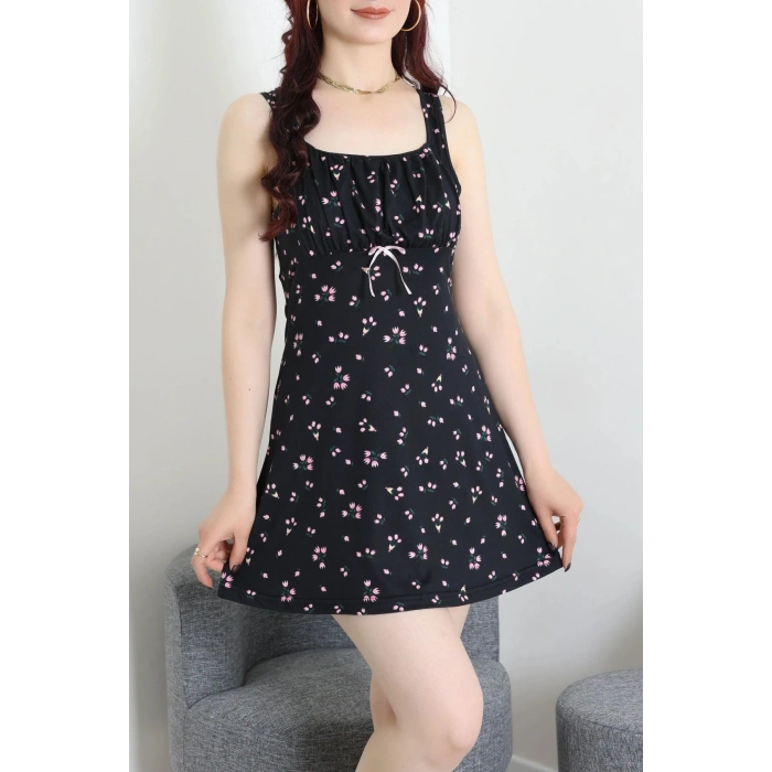 Milan Gecelik Elbise Siyahçiçekli - 32261.1857.