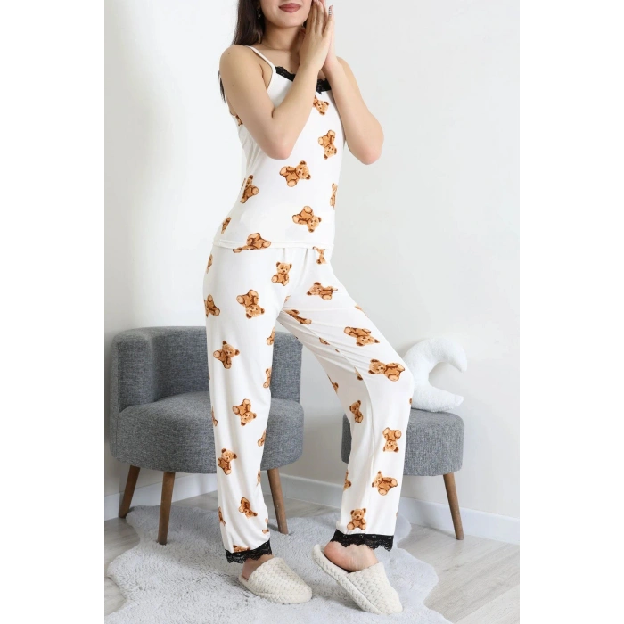 Milan İp Askılı Pijama Takımı Krembej - 320.1287.