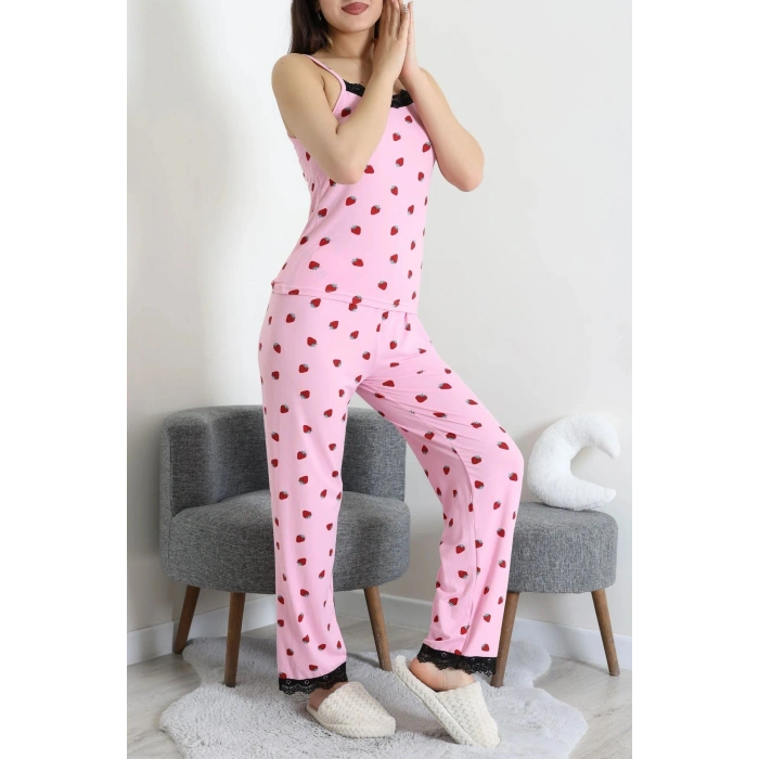 Milan İp Askılı Pijama Takımı Pembeçilek - 320.1287.