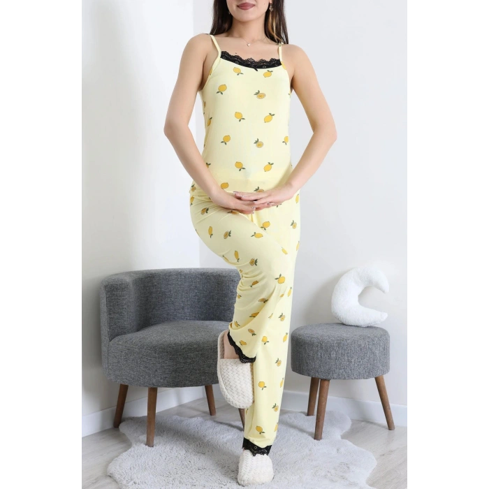 Milan İp Askılı Pijama Takımı Sarılimon - 320.1287.