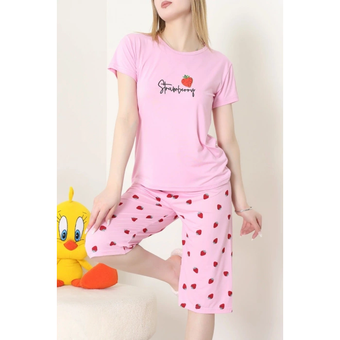 Milan Kapri Baskılı Pijama Takımı Pembe - 629.1287.
