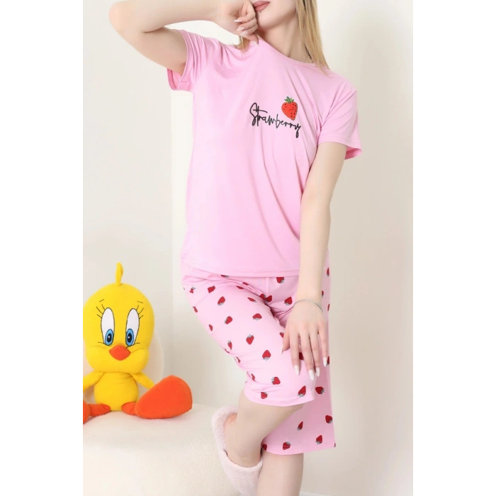 Milan Kapri Baskılı Pijama Takımı Pembe - 629.1287.