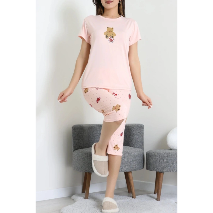 Milan Kapri Baskılı Pijama Takımı Somon - 629.1287.