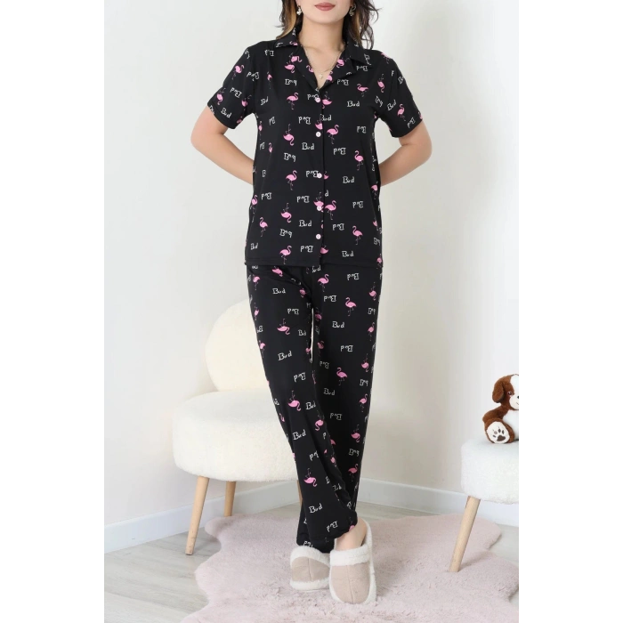 Milan Kumaş Düğmeli Pijama Takımı Flamingo - 750.1287.