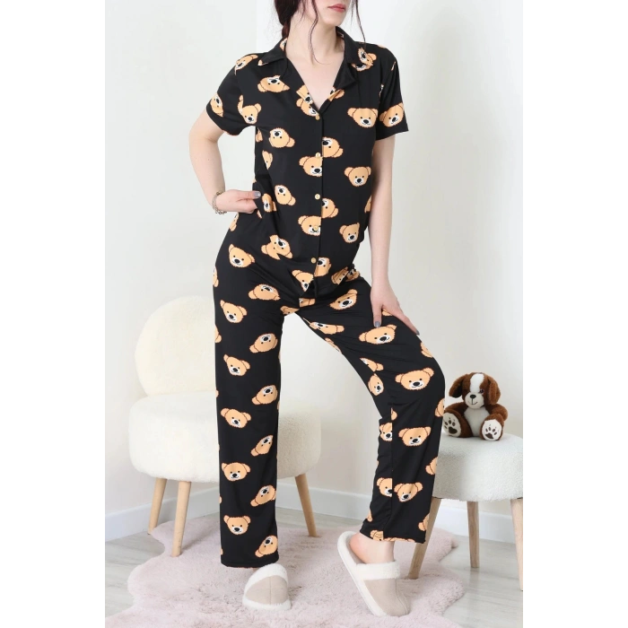 Milan Kumaş Düğmeli Pijama Takımı Kiremitayı - 750.1287.