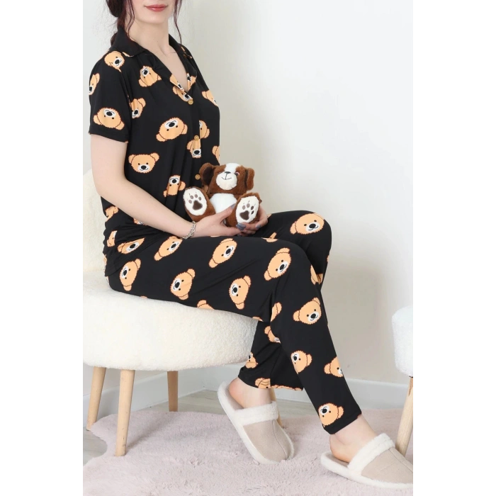 Milan Kumaş Düğmeli Pijama Takımı Kiremitayı - 750.1287.