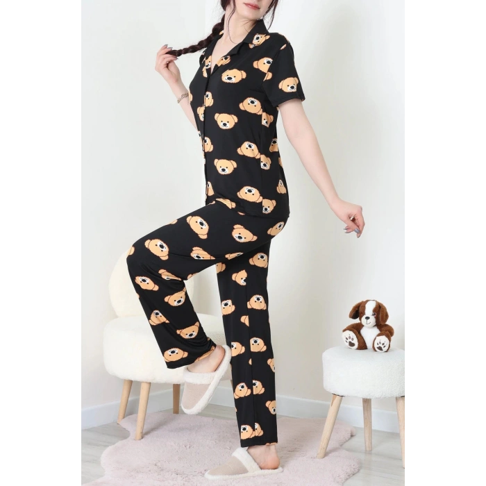 Milan Kumaş Düğmeli Pijama Takımı Kiremitayı - 750.1287.