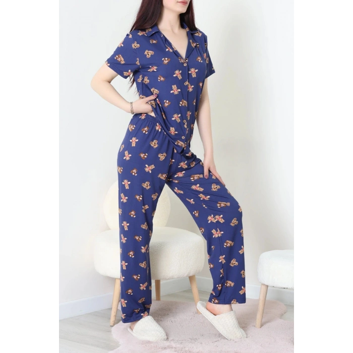 Milan Kumaş Düğmeli Pijama Takımı Laciayı - 750.1287.