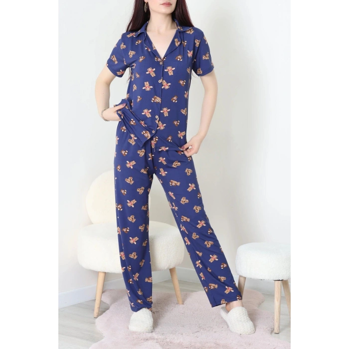Milan Kumaş Düğmeli Pijama Takımı Laciayı - 750.1287.