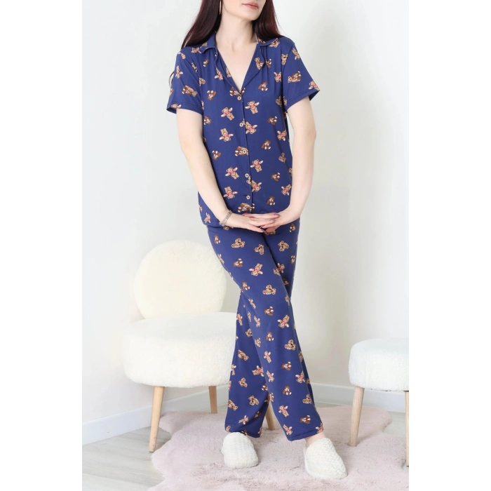 Milan Kumaş Düğmeli Pijama Takımı Laciayı - 750.1287.
