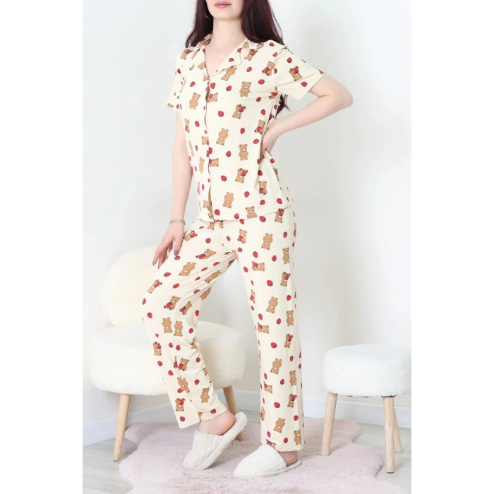 Milan Kumaş Düğmeli Pijama Takımı Tenayı - 750.1287.