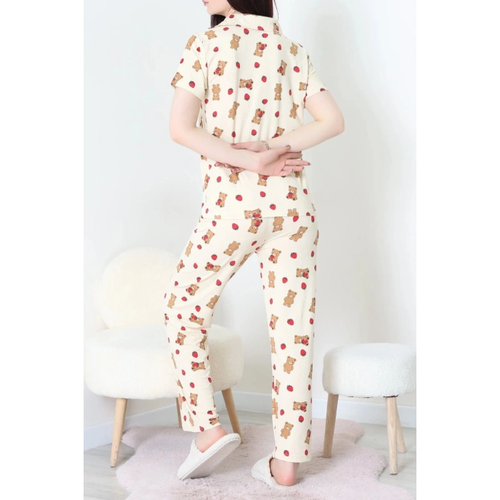Milan Kumaş Düğmeli Pijama Takımı Tenayı - 750.1287.