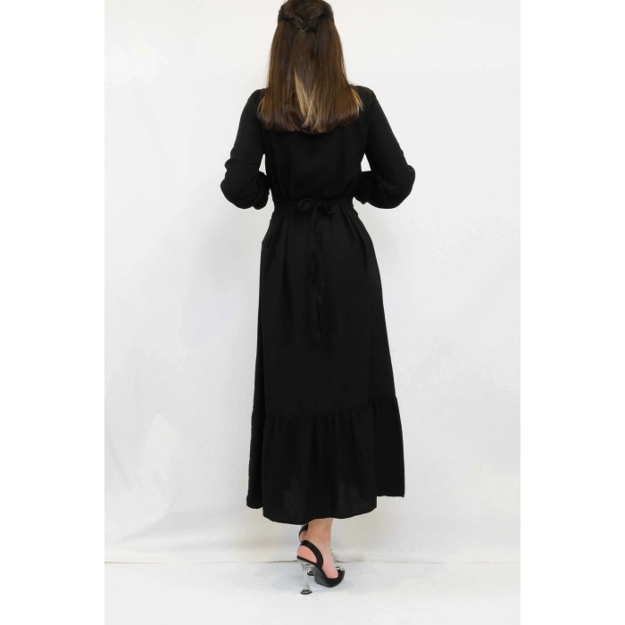 Moda Çizgi Aerobin Elbise Siyah