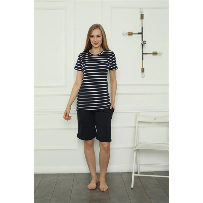 Moda Çizgi Aile Penye Şortlu Pijama Takım (anne - kız ) 50117 Ayrı Ayrı Satılır . Fiyatları Farklıdır