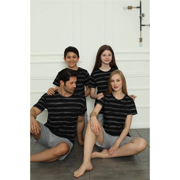 Moda Çizgi Aile Penye Şortlu Pijama Takım (baba - oğul ) 50115 Ayrı Ayrı Satılır . Fiyatları Farklıdır