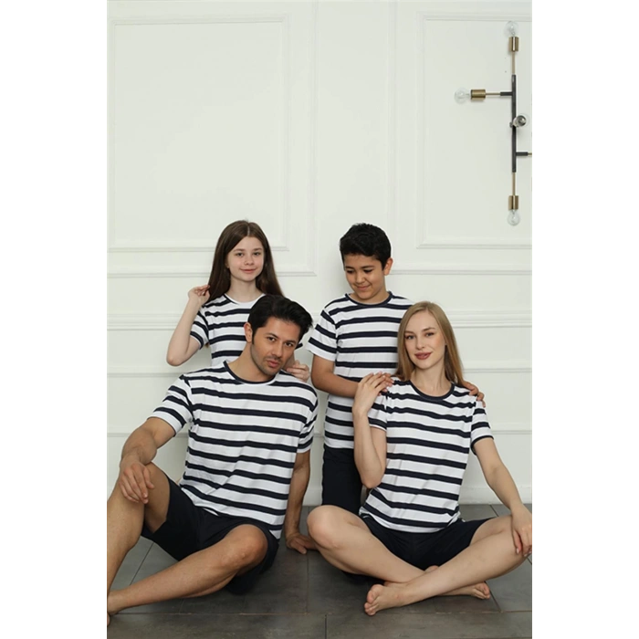 Moda Çizgi Aile Penye Şortlu Pijama Takım (baba - oğul ) 50116 Ayrı Ayrı Satılır . Fiyatları Farklıdır