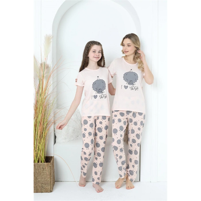 Moda Çizgi Anne Kız Aile I Love Yoga Pijama Takım Ayrı Ayrı Satılır 50101
