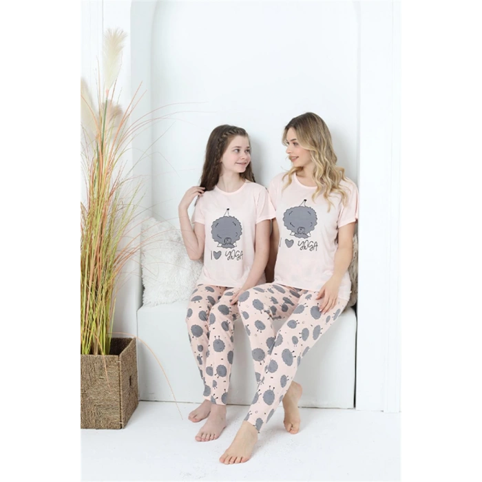 Moda Çizgi Anne Kız Aile I Love Yoga Pijama Takım Ayrı Ayrı Satılır 50101