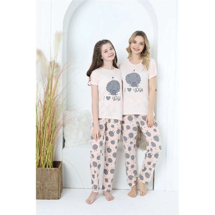 Moda Çizgi Anne Kız Aile I Love Yoga Pijama Takım Ayrı Ayrı Satılır 50101